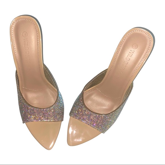NWT NUDE GLITTER HEELS - Picture 3 of 3
